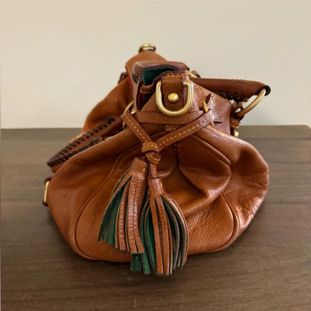 Dooney & Bourke Tan Leather Satchel with Braided Handle